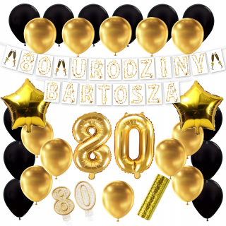 Balóny na párty - Balóny sada pre 80. narodeninám Golden Garland