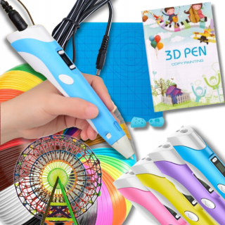 SET 3D PEN + PLAS Vložky 110 metrov farieb šablóny a notebook zadarmo