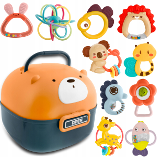 Drevená kocka Educational Sorter 8in1 Montessori Labyrint Clock Box