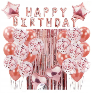 Balóny na párty - KIT Happy Birthday Balloons opony 40 ks Gold R