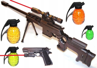 Detská zbraň - Pušky set + pištoľ + guľa 109cm