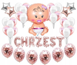Balóny na párty - Súprava pre krstu Rose Gold dievčinu Balloons