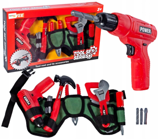 Náradie pre deti - Tool Kit Belt Drill Saw Hammer Key