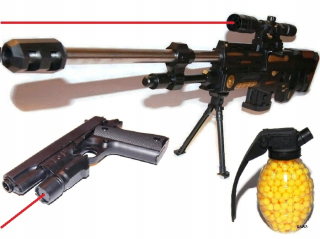 Detská zbraň - Sniper Rifle Gun Set Laser guľa 94cm