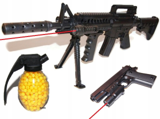 Detská zbraň - Sada pištole + Rifle Sniper Laser + loptičky