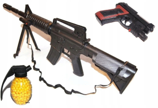 Detská zbraň - Nastaviť zbraň Rifle s laserovou podporou + gule