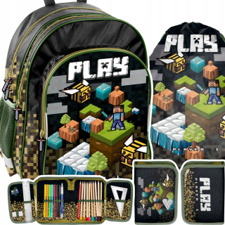 Školský batoh - SADA ŠKOLSKÉHO BATOHU HERNÉ PIXELY PIXELY 3el