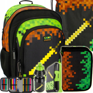 Školský batoh - Set batoh set čiernej školskej tašky Pixele 5el