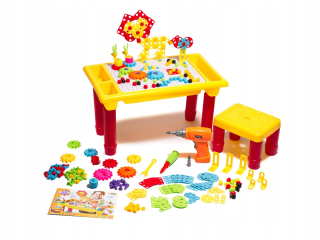 Stavebnica pre deti - Sada puzzle bloky tabuľky skrutkovača 296 el.