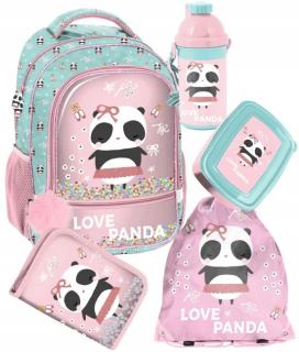 Školský batoh - Paso Love Panda School Set 5in1 Bag