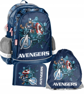 Školský batoh - Škola Set Paso Backpack Avengers Blue 3in1