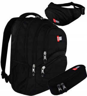 Školský batoh - Škola Set St.right čierny čierny batoh 3in1