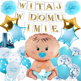 Balóny na párty - Sada balóniky Vitajte doma + názov pútač pozdrav