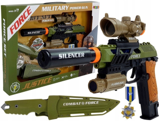 Pištoľ pre deti - Vojenská sada pre Commando Gun + Muffler Knife