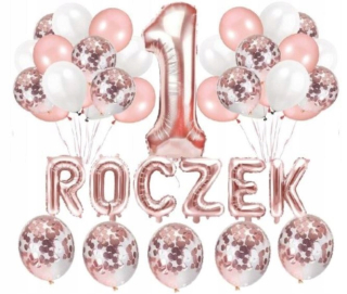 Balóny na párty - Sada balónikov za rok dievča Rose zlaté 1