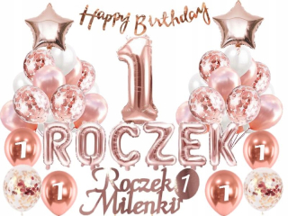 Balóny na párty - Sada 1 narodeniny różowy Gold Balloon 100 cm