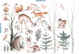Detské samolepky na stenu - Zvieratá v lese Forest samolepky na stenu 150cm