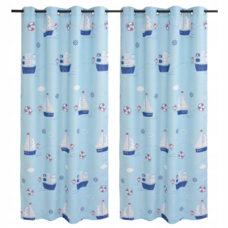 Závesy do detskej izby - Detské záclony 2 kusy 140x240 cm modrá