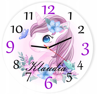 Hodiny do detskej izby - Detské hodiny Pony Unicorn - Deti Name