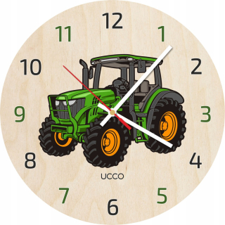 Hodiny do detskej izby - Detské hodiny drevený traktor 30 cm tichý