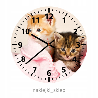 Hodiny do detskej izby - Wall Glass Clock Kotek Kotka Cat Cichy K1