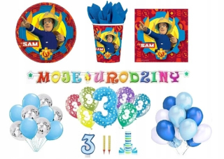 Balóny na párty - Sada 3 treťom balónov narodeninám hasič sám