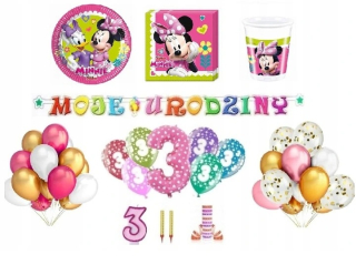 Balóny na párty - Sada 3 Birthday Balloons Tretí Mouse Minnie