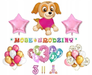 Balóny na párty - Sada 3 Birthday Tretí balóniky Dog Patrol Skye