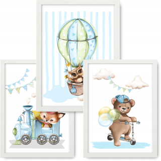 Obraz do detskej izby - Sada 3 obrazov 33x43 Metric IKEA frame # 70