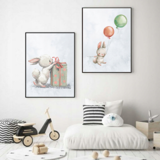 Obraz do detskej izby - Sada 3 plagátov pre deti, Rabbit, 30x40cm
