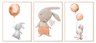 Obraz do detskej izby - Sada 3 A4 Plagáty A4 Bunny Balloons 5