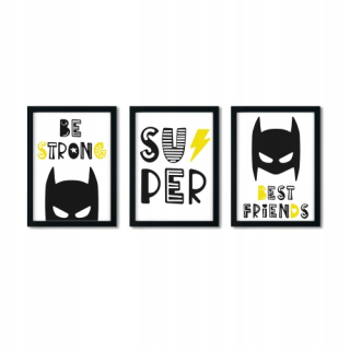 Obraz do detskej izby - Nastavte 3 Plagát A3 Batman Superhero č.4