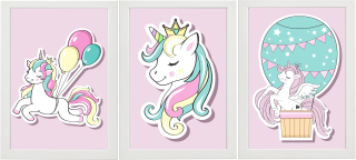 Obraz do detskej izby - Sada 3Places detí A4 + Unicorn rámy Unicorn