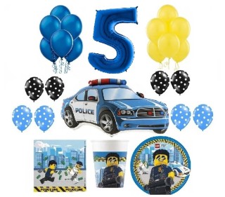 Sada 5 Piate narodeniny Lego City Dekorácie