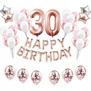 Balóny na párty - Sada balónikov pre 30. narodeninám Rose zlaté Balloons