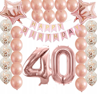 Balóny na párty - Sada balóniky pri príležitosti 40. narodenín Rose zlaté Balloons