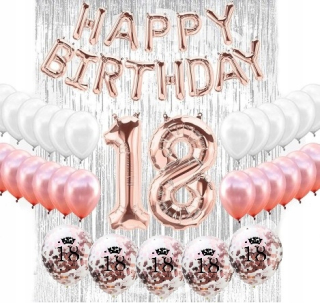 Balóny na párty - Set dekorácie Osemnásť k narodeninám 18 Balloons