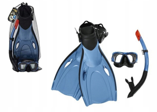 Potápačské masky kit, trubice, modré plutvy