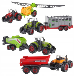 Traktor - Sada poľnohospodárskych strojov. Traktor, príves. Lis