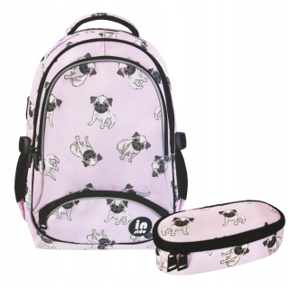 Školský batoh - Školský batoh set pre stupne 1-3 psie psie mops