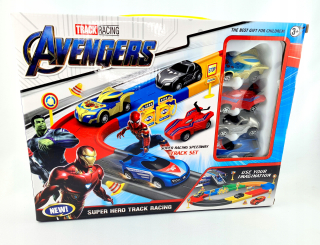 Dráha pre deti, stavebnica - Súprava autodráhy s parkoviskom automobilov Avengers