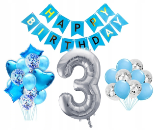 Balóny na párty - Birthday set 3 Birthday Balloons Modrý