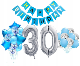 Balóny na párty - Birthday set 30 Birthday Balloons Modrý