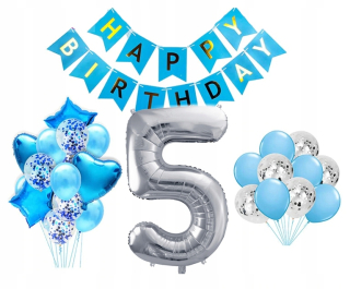 Balóny na párty - Birthday set 5 Birthday Balloons Modrý