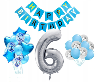 Balóny na párty - Birthday set 6 Birthday Balloons Modrý