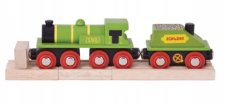 Drevená dráha pre deti - Zelená lokomotíva ABC BJT419 BIGJIGS
