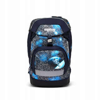 Jednokomorový školský batoh Ergobag, čierny, Odtiene modrej, Odtiene sivej a striebornej, 20 l