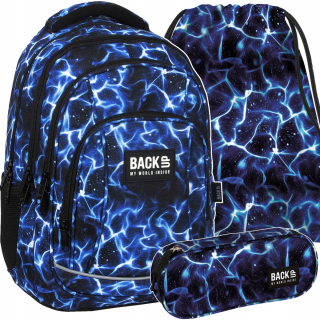 ZÁLOŽNÝ ŠKOLSKÝ BATOH PRE MLÁDEŽ, 4 priehradky, VODA NAVY BLUE SKY