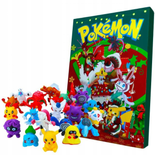Adventný kalendár s figúrkami Pokémon Pikachu darčekové odpočítavanie 24 ks