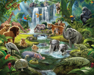 Tapeta do detskej izby - Nástenný výjav Kids 3D Jungle Jungle 235x305cm